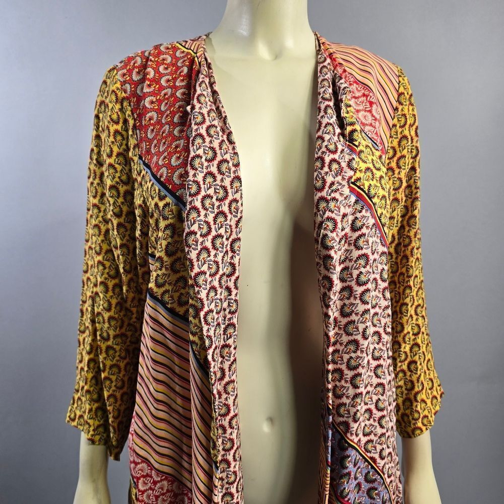 Cabi Xs Colorful Patterned Open Front Kimono R9 - Picture 2 of 5
